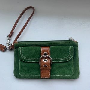 Suede Coach Wristlet with matching keychain
